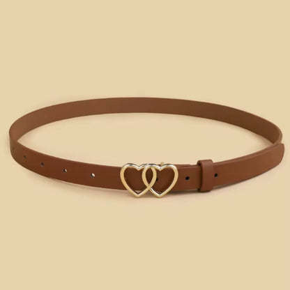 Ceinture Adolescente Double Coeur Plusieurs Couleurs Marron