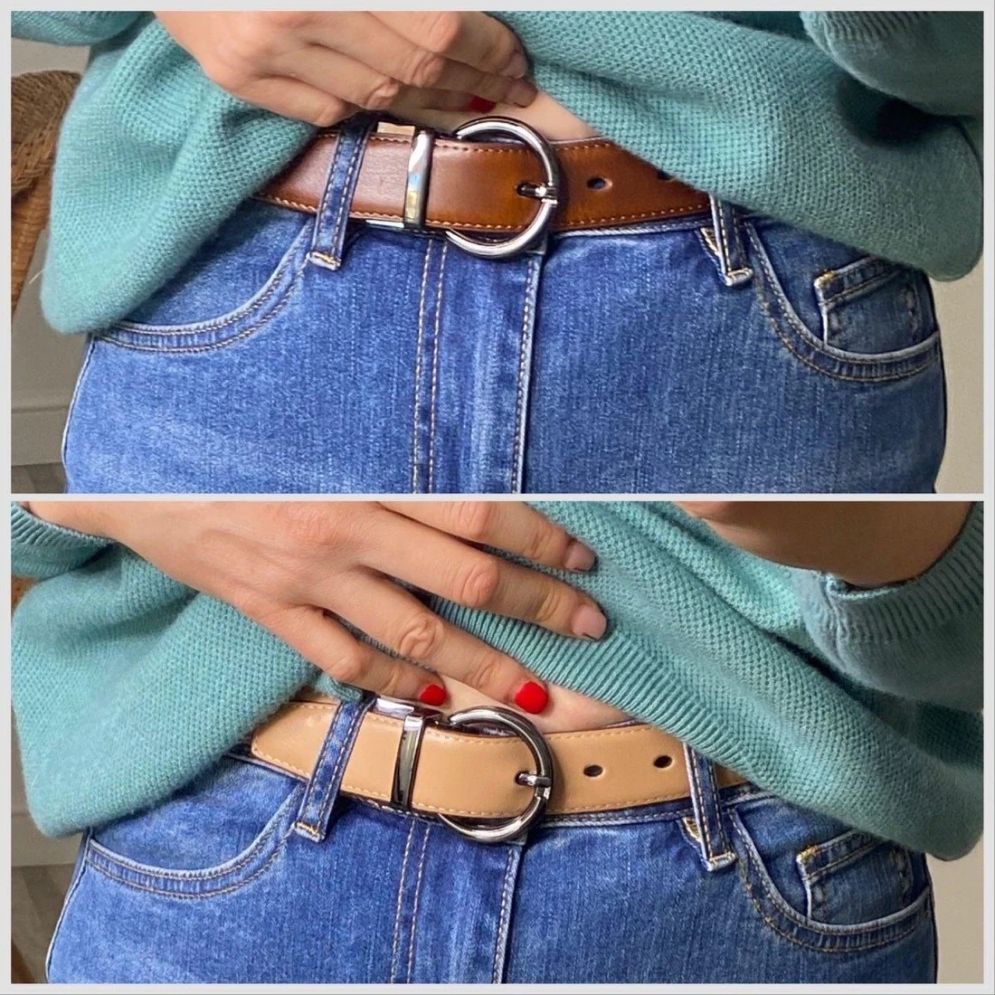 Ceinture Réversible 2 en 1 Cuir Femme Modèle Camille - La Ceinturerie