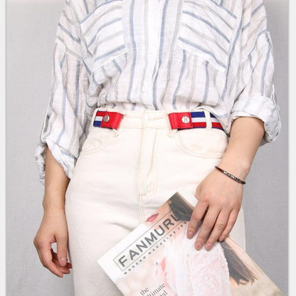 Ceinture Sans Boucle Élastique Bleue Blanc Rouge Modèle Xioma - La Ceinturerie