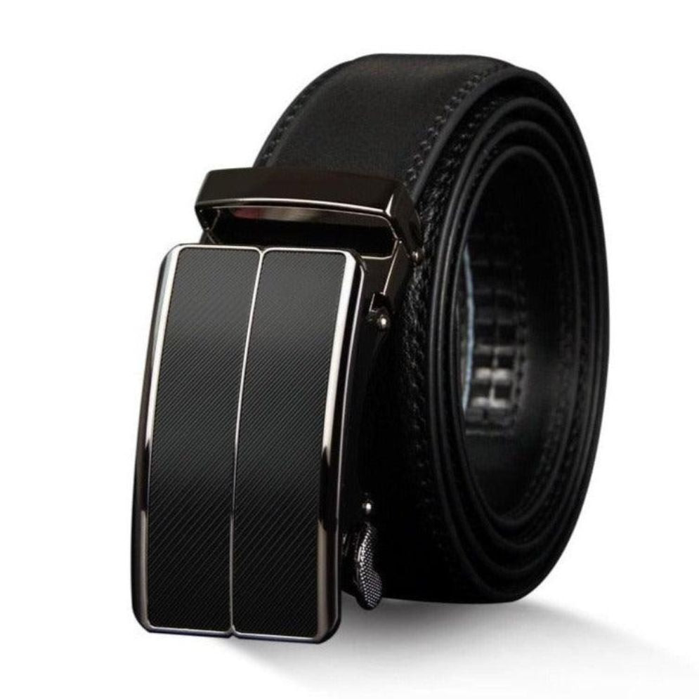 Ceinture Souple en Cuir Pleine Fleur Noire