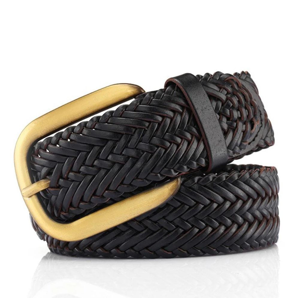 Ceinture Tressée Cuir Femme Boucle Dorée Modèle Vida - La Ceinturerie