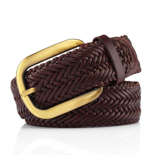 Ceinture Tressée Cuir Femme Boucle Dorée Modèle Vida - La Ceinturerie