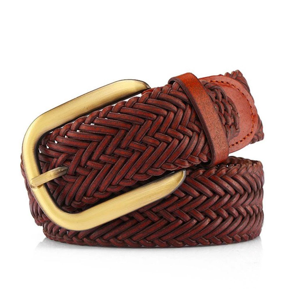 Ceinture Tressée Cuir Femme Boucle Dorée Modèle Vida - La Ceinturerie