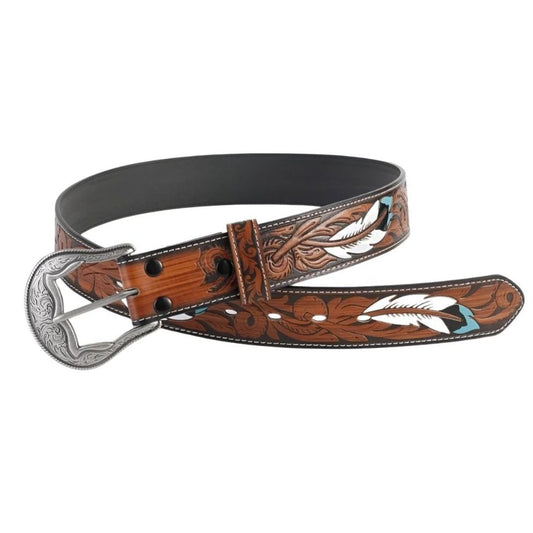 Ceinture Western à Motif Plumes Modèle Dhoxia - La Ceinturerie
