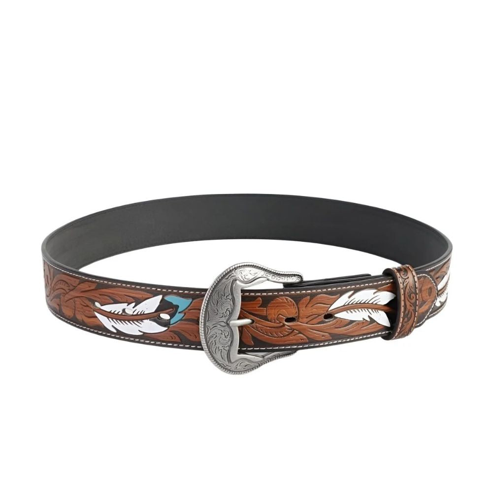 Ceinture Western à Motif Plumes Modèle Dhoxia - La Ceinturerie