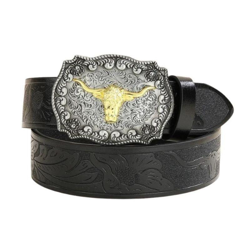 Ceinture Western Boucle Taureau Homme Modèle Kloeada - La Ceinturerie