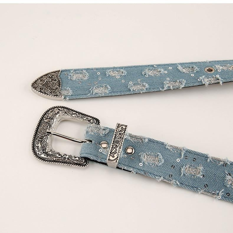 Ceinture Western Jean Sequins Fantaisie Modèle Mona - La Ceinturerie