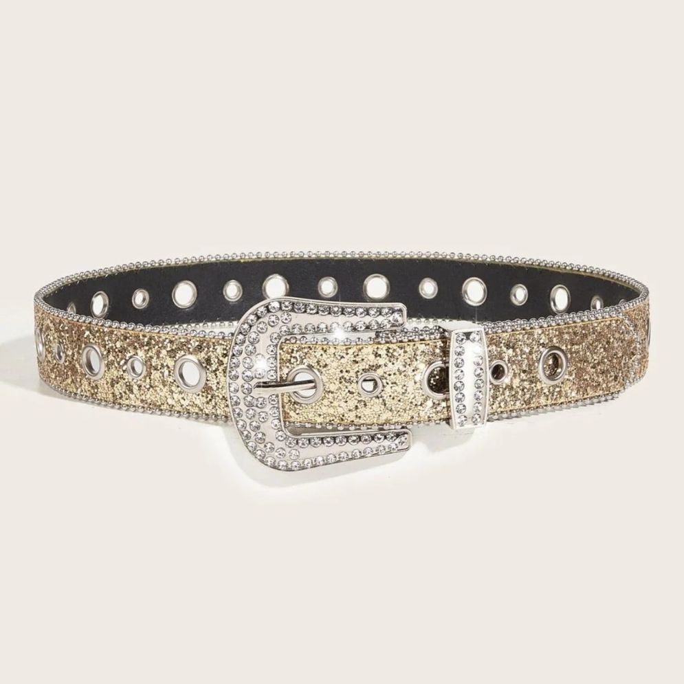 Ceinture Western Pailletée Boucle Strass Modèle Tharia - La Ceinturerie