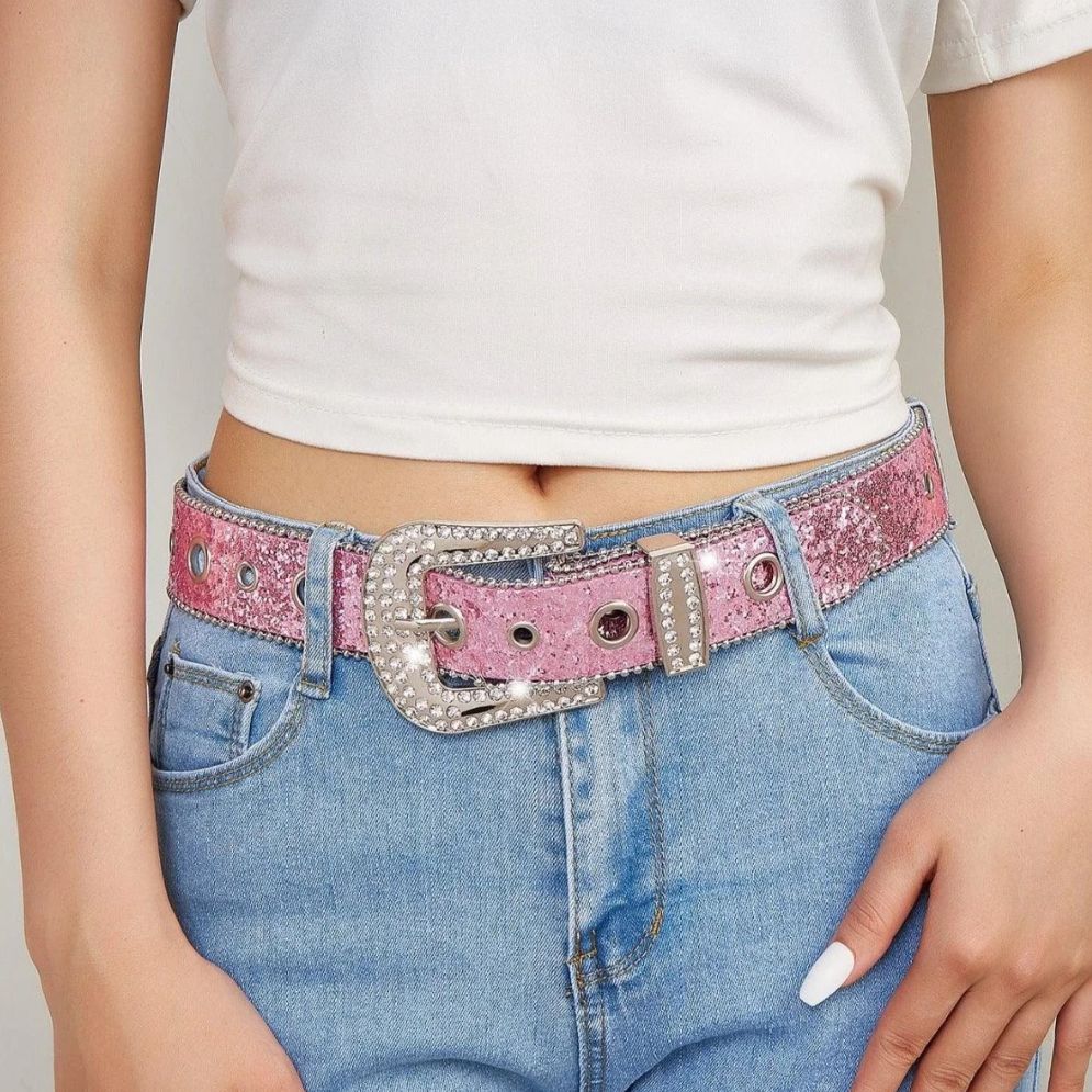 Ceinture Western Pailletée Boucle Strass Modèle Tharia - La Ceinturerie