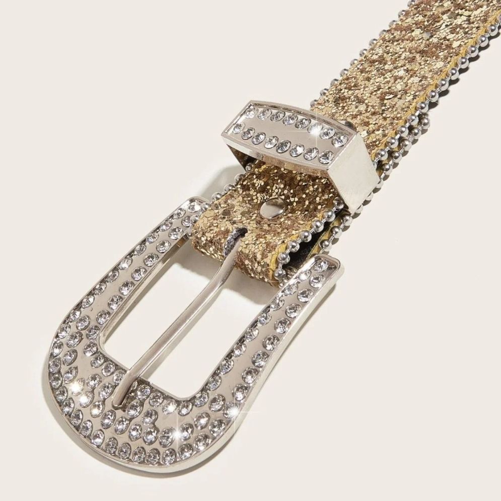 Ceinture Western Pailletée Boucle Strass Modèle Tharia - La Ceinturerie
