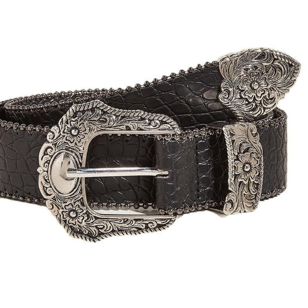 Ceinture Western Texturée Crocodile Modèle Marekhi - La Ceinturerie
