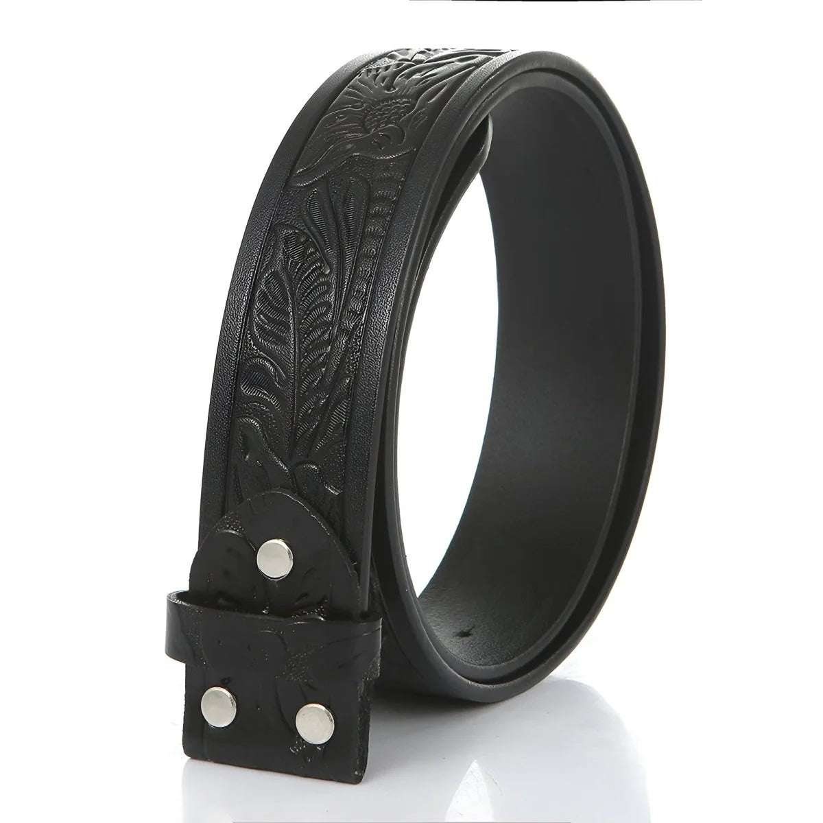 Lanière de Ceinture 3.8 cm Cuir Texturé aux Motifs Florales Boucles Interchangeables Modèle Clifford - La Ceinturerie