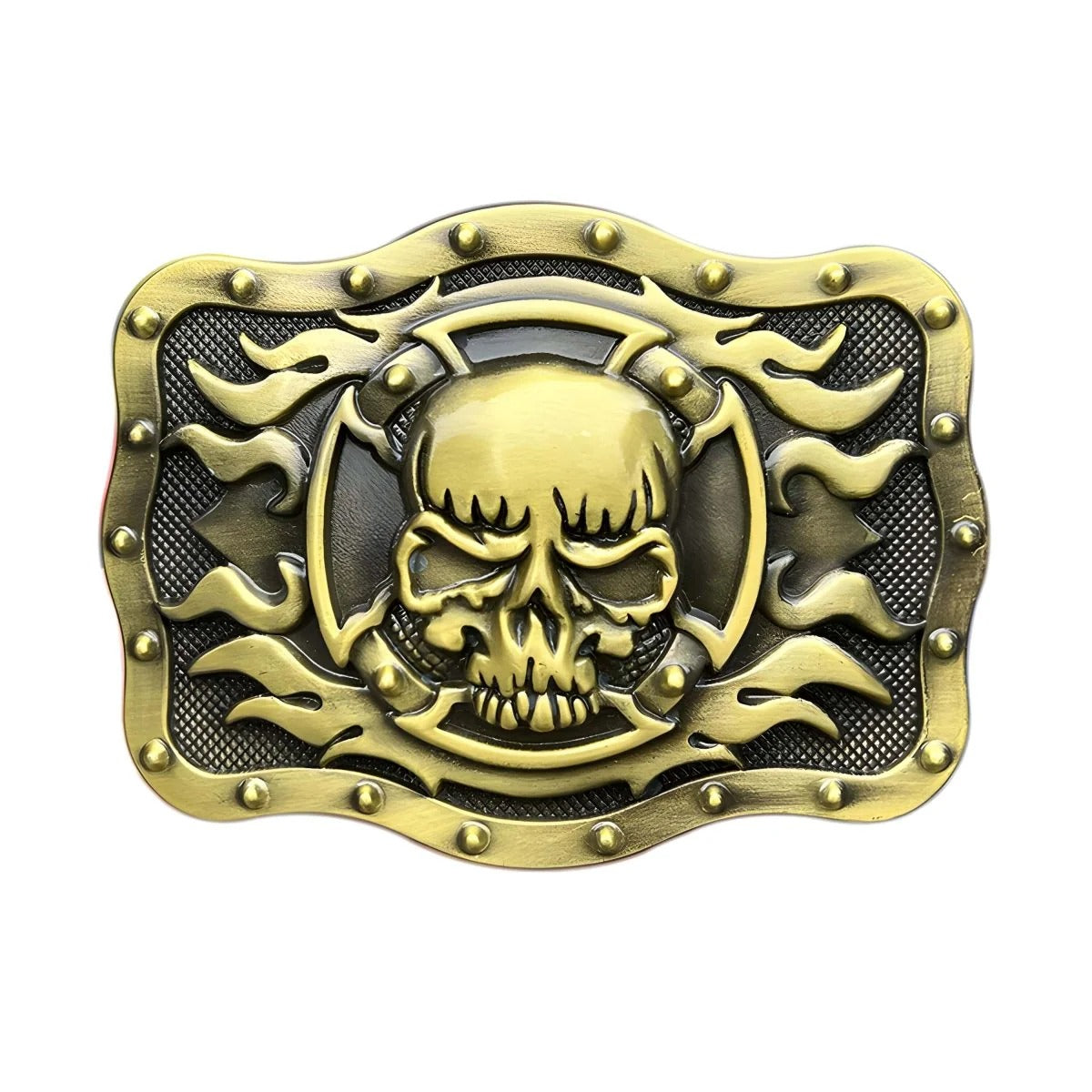 Boucle de Ceinture Tête de Mort Effet flamme Modèle Iker