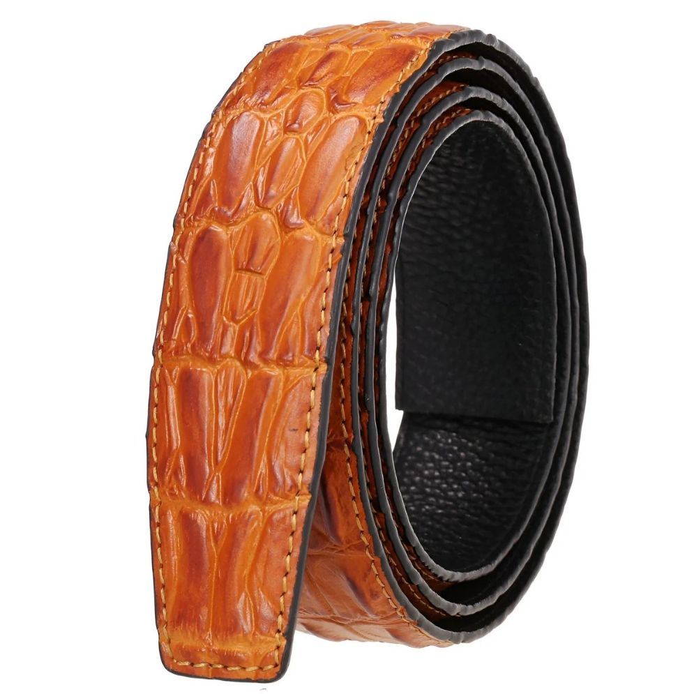 Lanière de Ceinture 3.5 cm en Cuir Aspect Serpent Boucles Automatiques Modèle Mayan - La Ceinturerie
