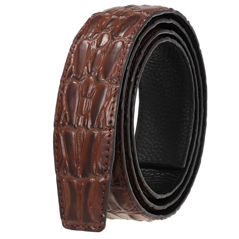 Lanière de Ceinture 3.5 cm en Cuir Aspect Serpent Boucles Automatiques Modèle Mayan - La Ceinturerie
